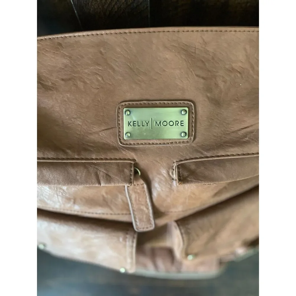 Kelly Moore Two Sues Camera Diaper Messenger Bag Brown Vegan Leather Convertible
